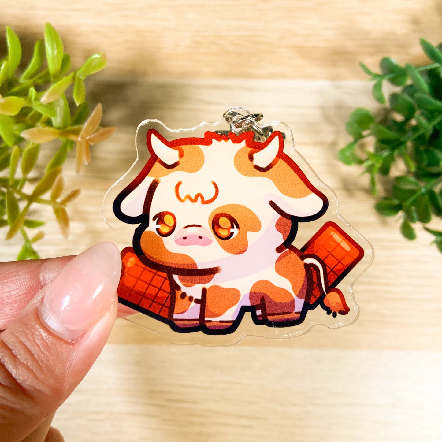 Chocolate cow acrylic charm