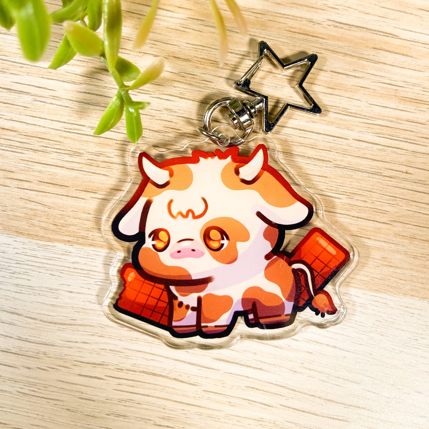 Chocolate cow acrylic charm